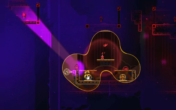 HD desktop wallpaper featuring abstract KarmaZoo game graphics with vibrant purple and orange hues.