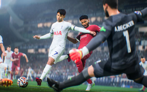 HD desktop wallpaper featuring Son Heung-Min in EA SPORTS FC 24 game action.