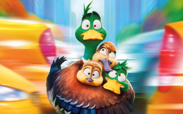 Colorful animated birds representing migration theme in a vibrant HD desktop wallpaper and background.