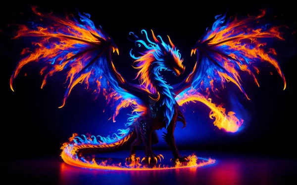HD wallpaper featuring a vibrant, artistic rendition of the Pokémon Charizard with fiery wings against a dark background.