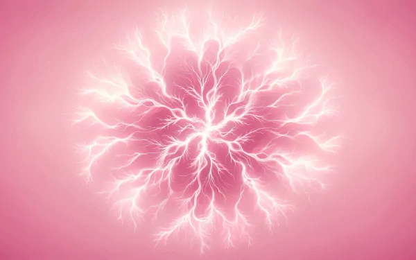 HD desktop wallpaper featuring a light pink electric fractal design on a pink background.