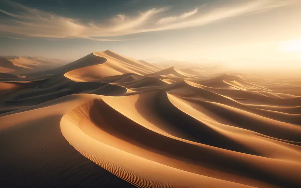 HD wallpaper of sunset over sand dunes for desktop background.