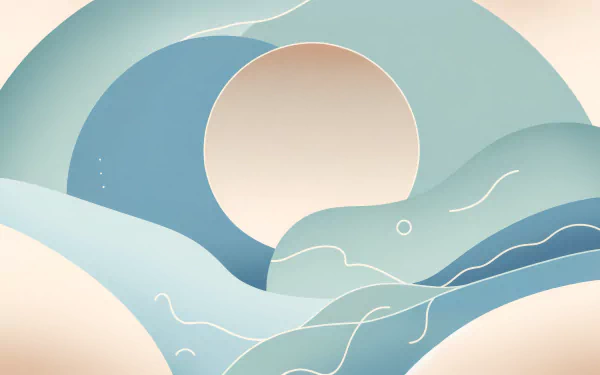 Abstract HD desktop wallpaper with soothing waves and pastel colors promoting mental health and relaxation.