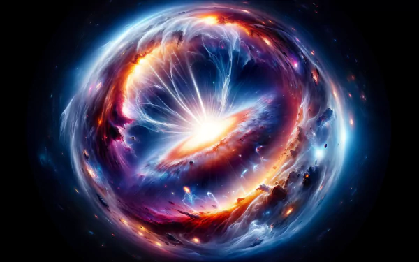 Stunning HD Big Bang cosmic illustration for desktop wallpaper and background featuring vibrant colors and swirling galactic energy.