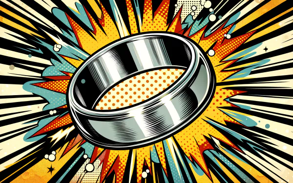 HD desktop wallpaper featuring a stylized wedding ring with a pop art background.