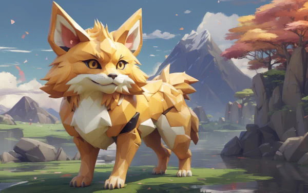 cartoon fox low poly Digital Art animation fantasy landscape HD Desktop Wallpaper | Background Image