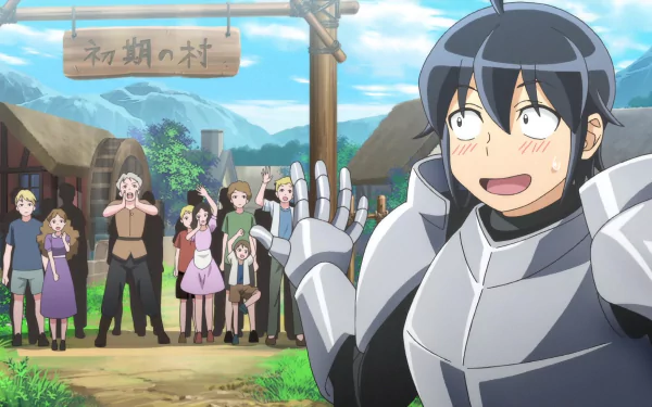 HD wallpaper featuring Makoto Misumi from Tsukimichi -Moonlit Fantasy- anime with onlookers in the background.