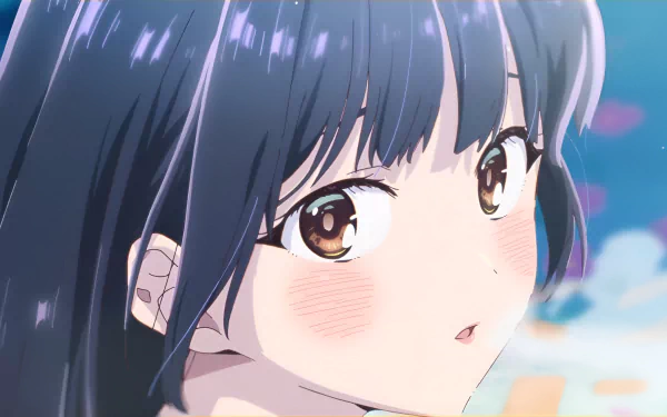 HD anime desktop wallpaper featuring Anna Yamada from The Dangers in My Heart, showcasing a close-up of her face with detailed eyes and soft lighting.