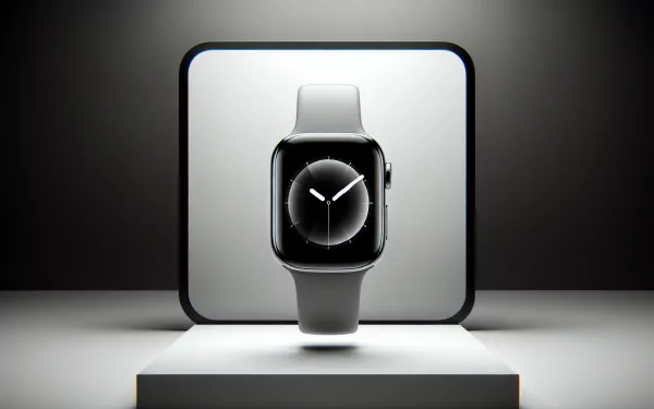 HD desktop wallpaper featuring a sleek Apple Watch with a minimalist design on a stylish gradient background.