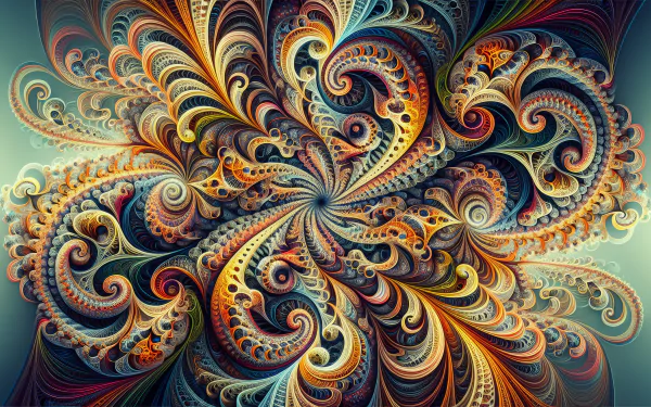 HD wallpaper of intricate fractal art with swirling patterns and warm colors for desktop background.