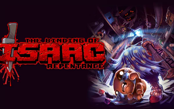 HD desktop wallpaper featuring The Binding of Isaac: Repentance video game artwork.