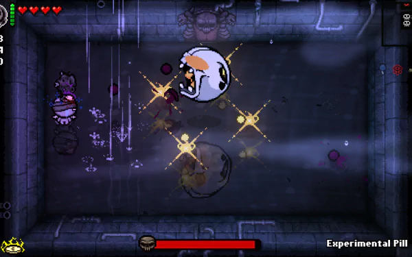 HD desktop wallpaper featuring gameplay from The Binding of Isaac: Repentance video game with a character fighting an enemy in a dungeon setting.