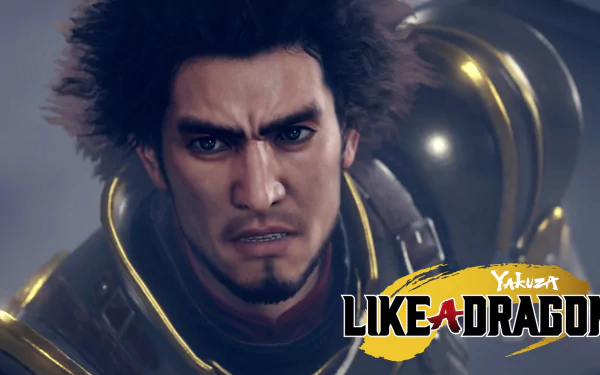 HD wallpaper featuring a character from Yakuza: Like a Dragon video game with logo.