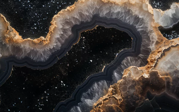 HD Wallpaper of a Stunning Geode Cross-section with Crystal Details for Desktop Background.