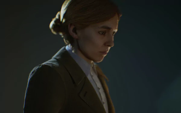 HD desktop wallpaper featuring a character from the video game Alone in the Dark (2024), set against a dark background.