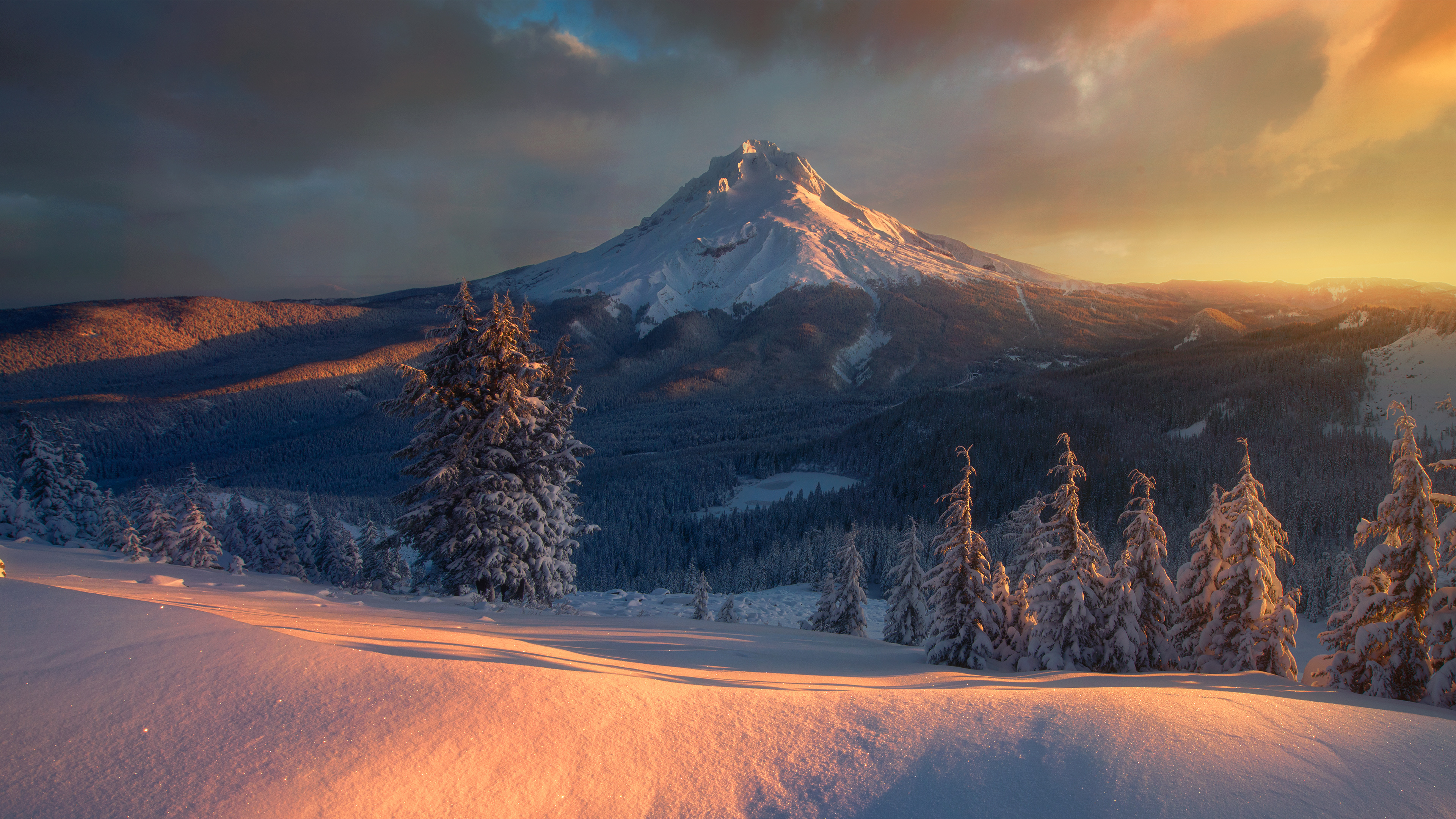 mountain, snow, Mount Hood, Oregon, desktop wallpaper, background 