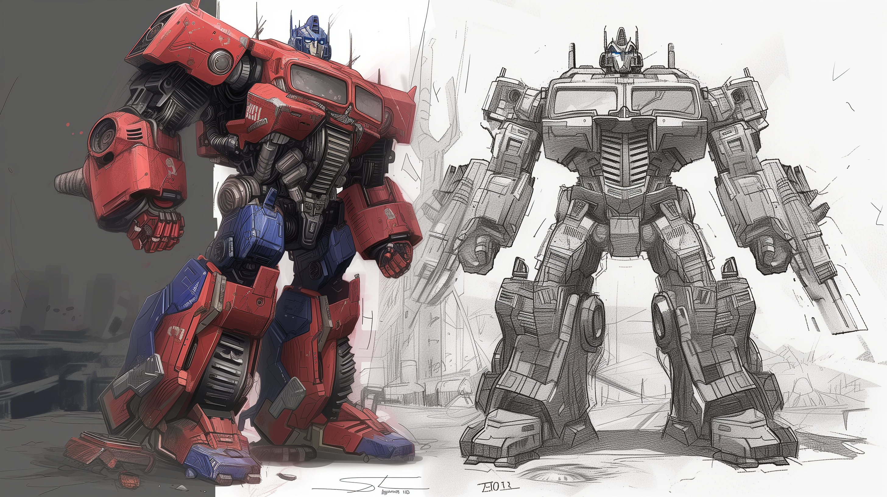 Illustrations/Digital Models: - Drawing Optimus Prime with Ramrider |  TFW2005 - The 2005 Boards