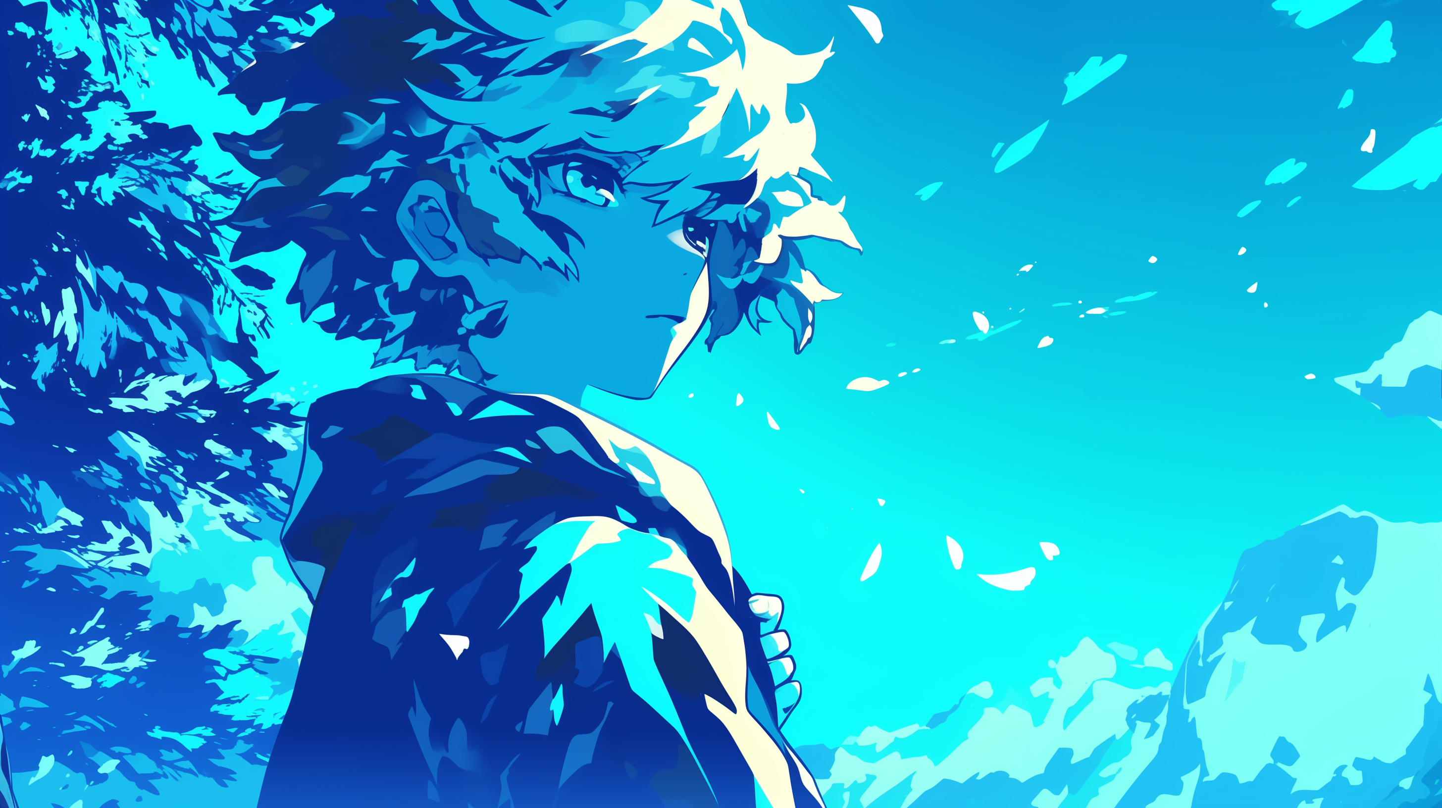 Blue Anime Boy HD Desktop Wallpaper by robokoboto