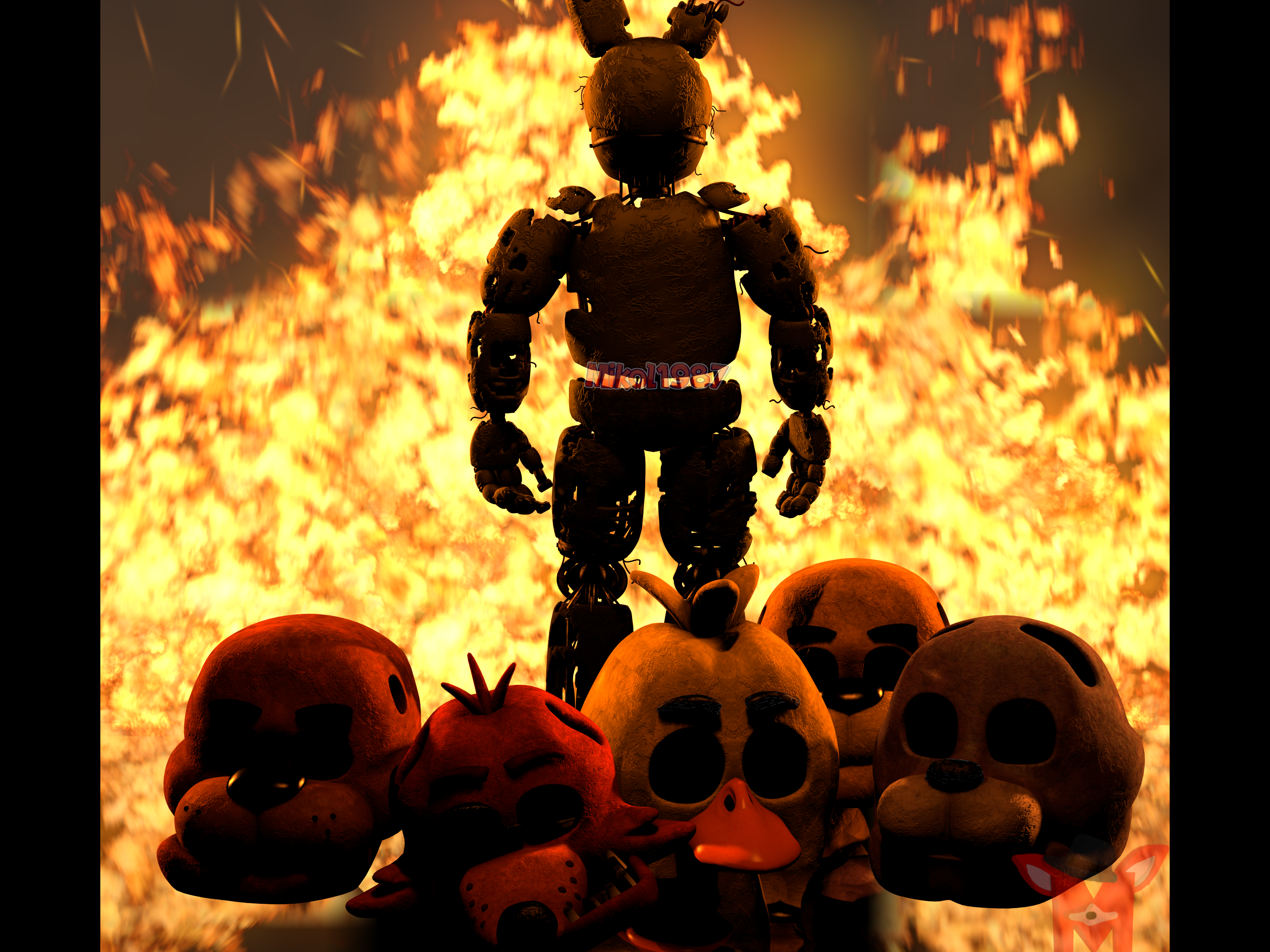 Springtrap Fire Background Springtrap X Golden Freddy Wallpapers Wallpaper Cave