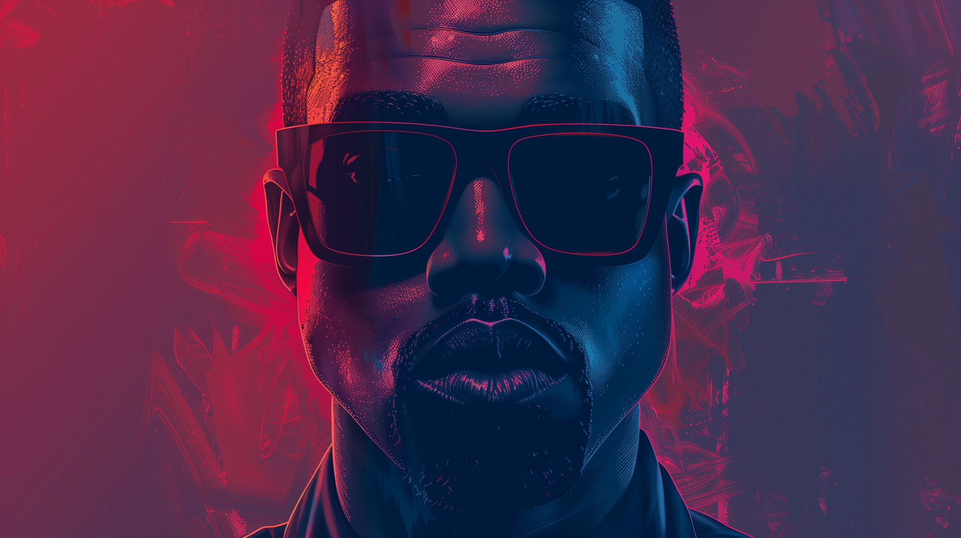 Stylish American rapper with sunglasses on red background HD desktop wallpaper.