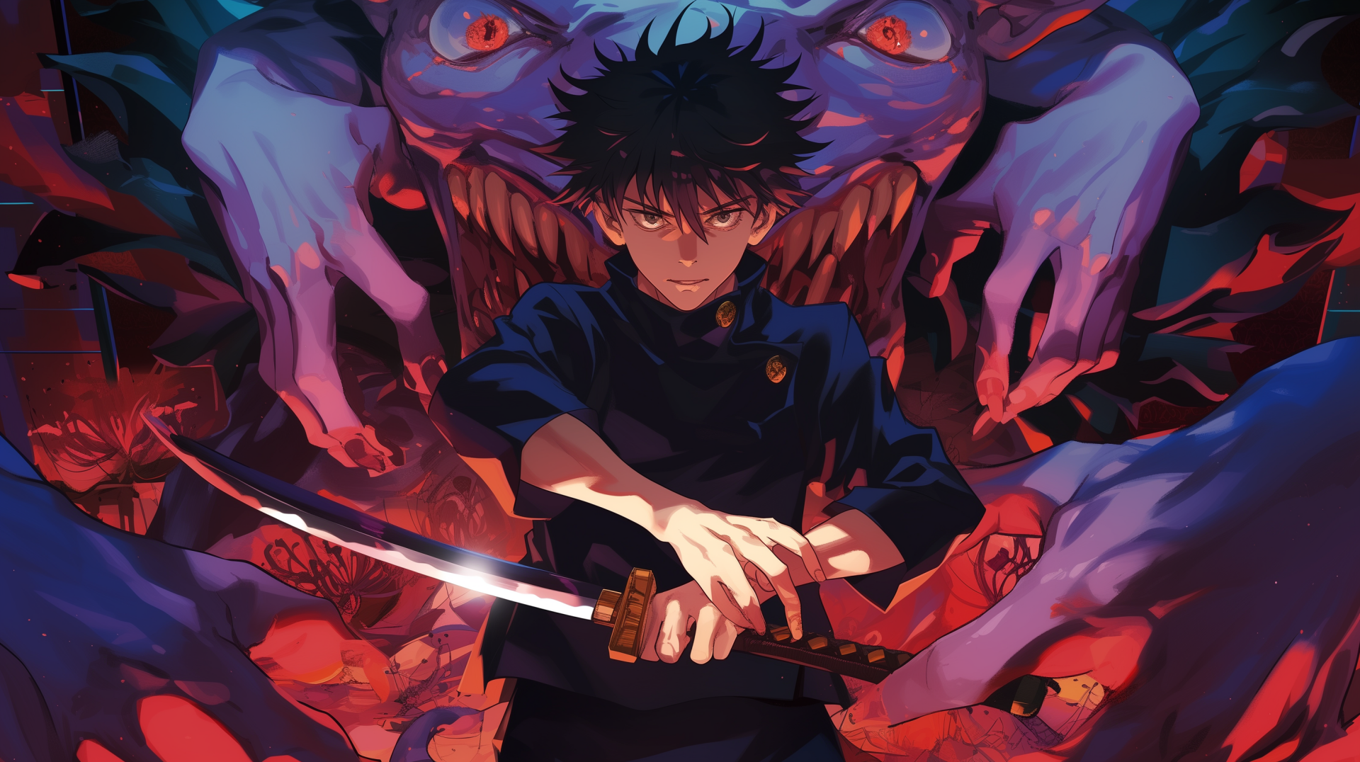 Anime character Yuta Okkotsu from Jujutsu Kaisen with sword, HD wallpaper and background.