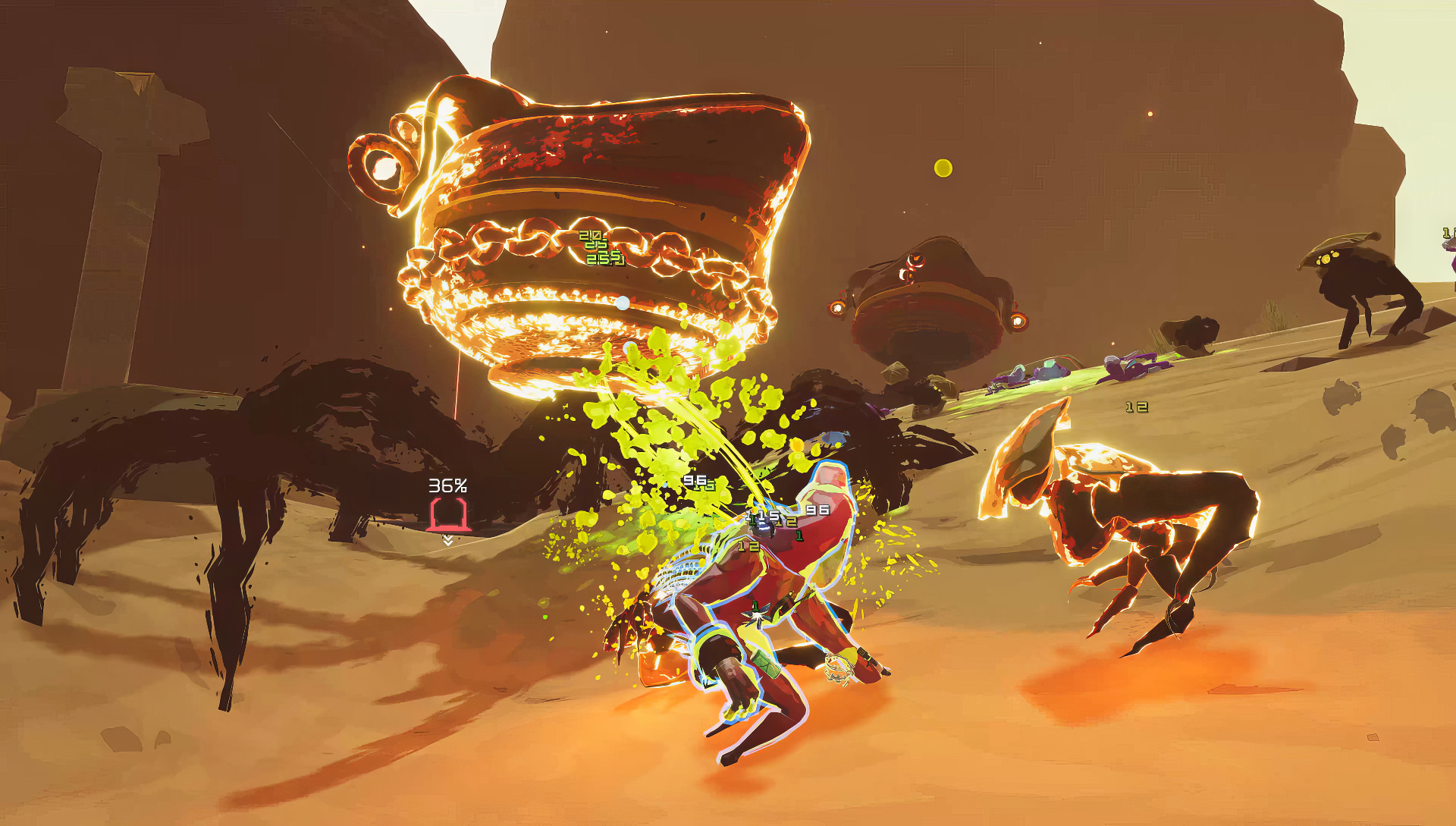 HD wallpaper of a Risk of Rain 2 game scene with dynamic combat action for desktop background.