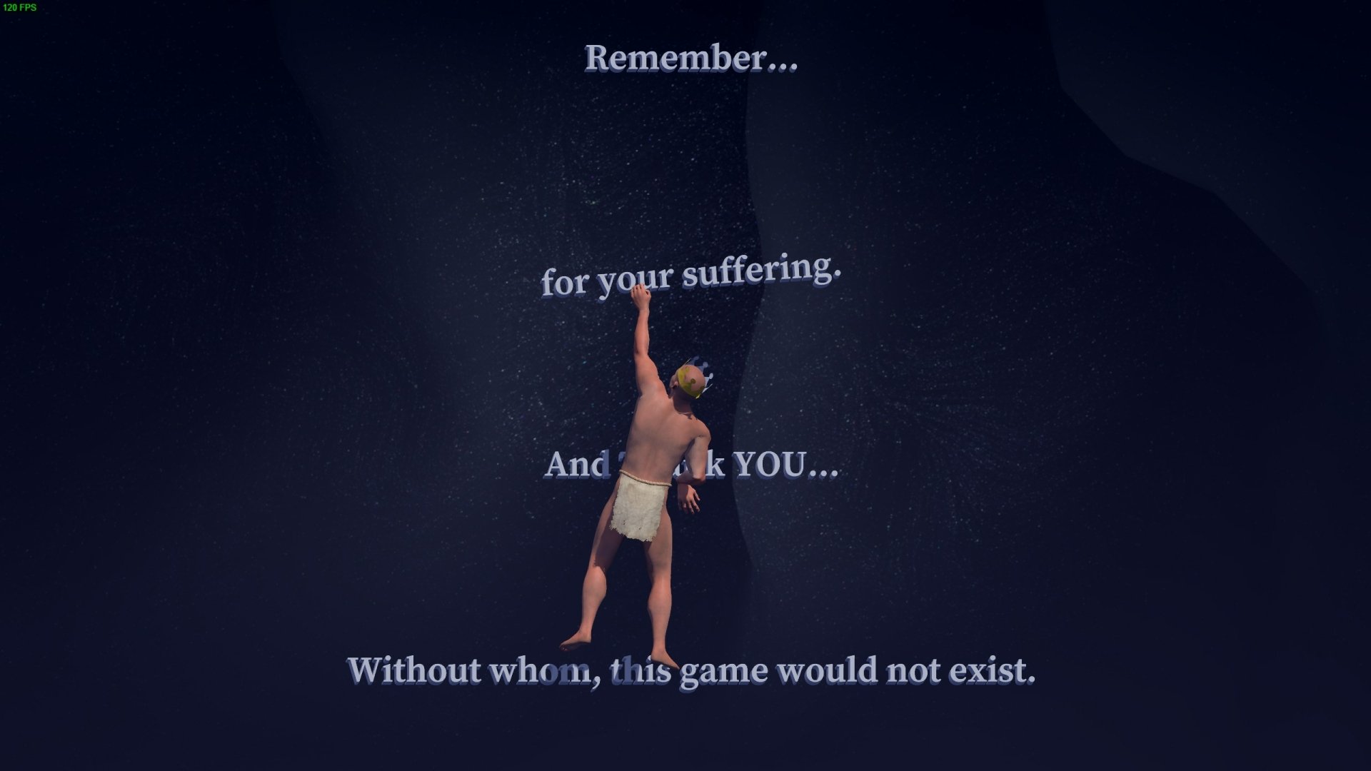 HD wallpaper of a challenging climbing video game featuring a character holding a sledgehammer with motivational quote.