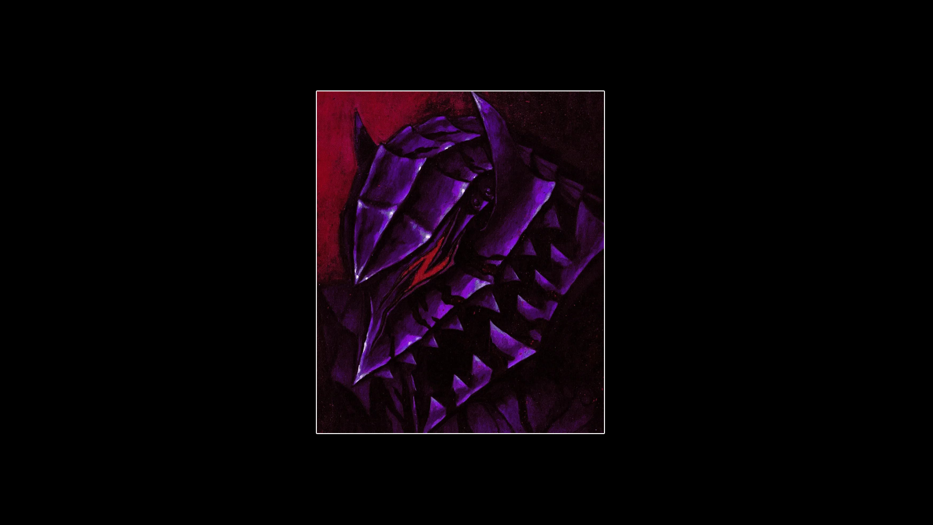 HD PC desktop wallpaper featuring Guts from the anime Berserk, showcasing his iconic dark armor with a striking red backdrop.