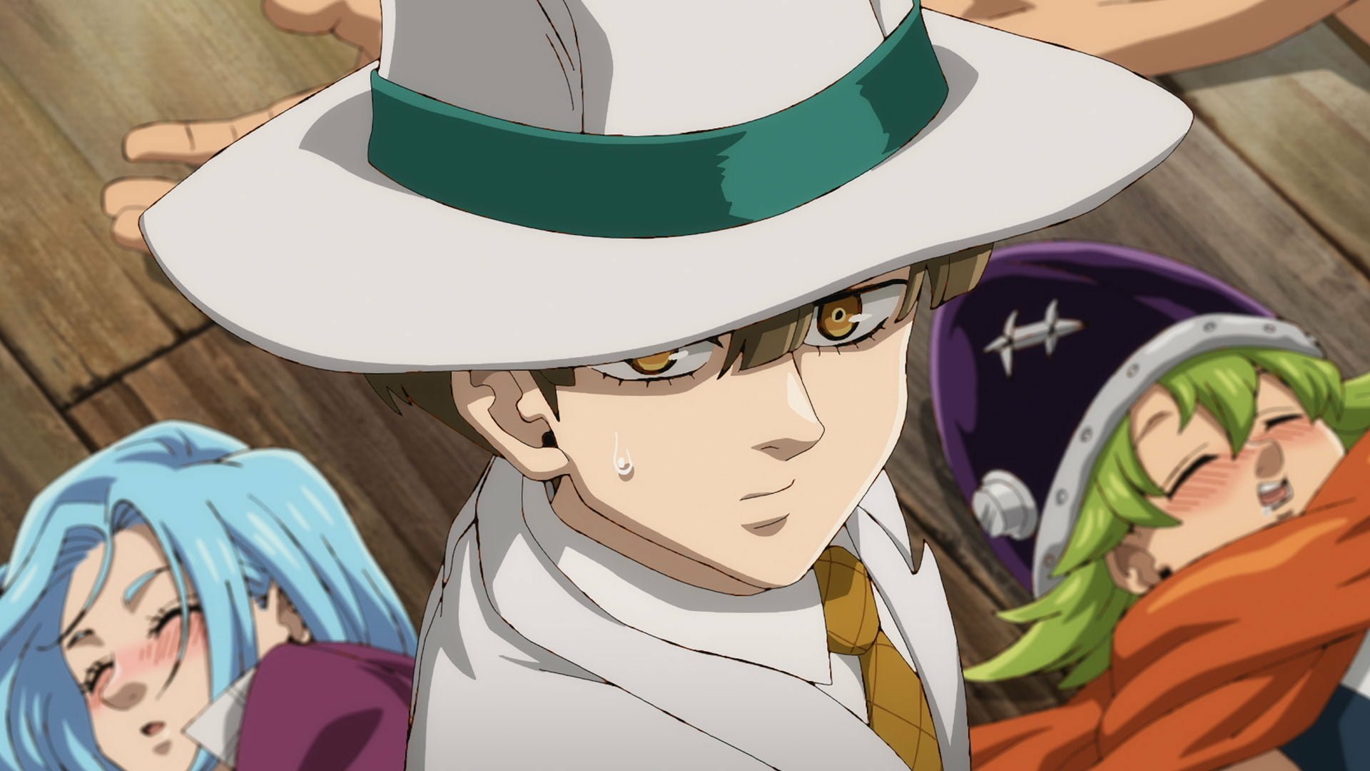 Anime character from The Seven Deadly Sins: Four Knights of the Apocalypse featured in HD desktop wallpaper.