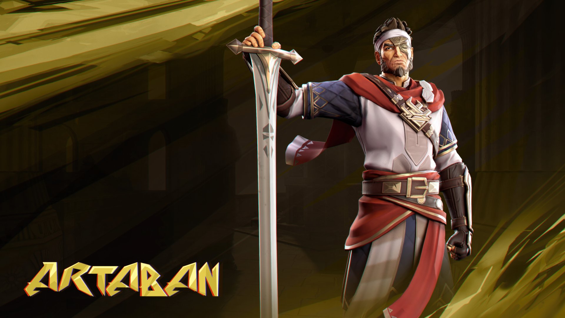 HD wallpaper from Prince of Persia: The Lost Crown featuring the character Arteban in dynamic pose with a sword.