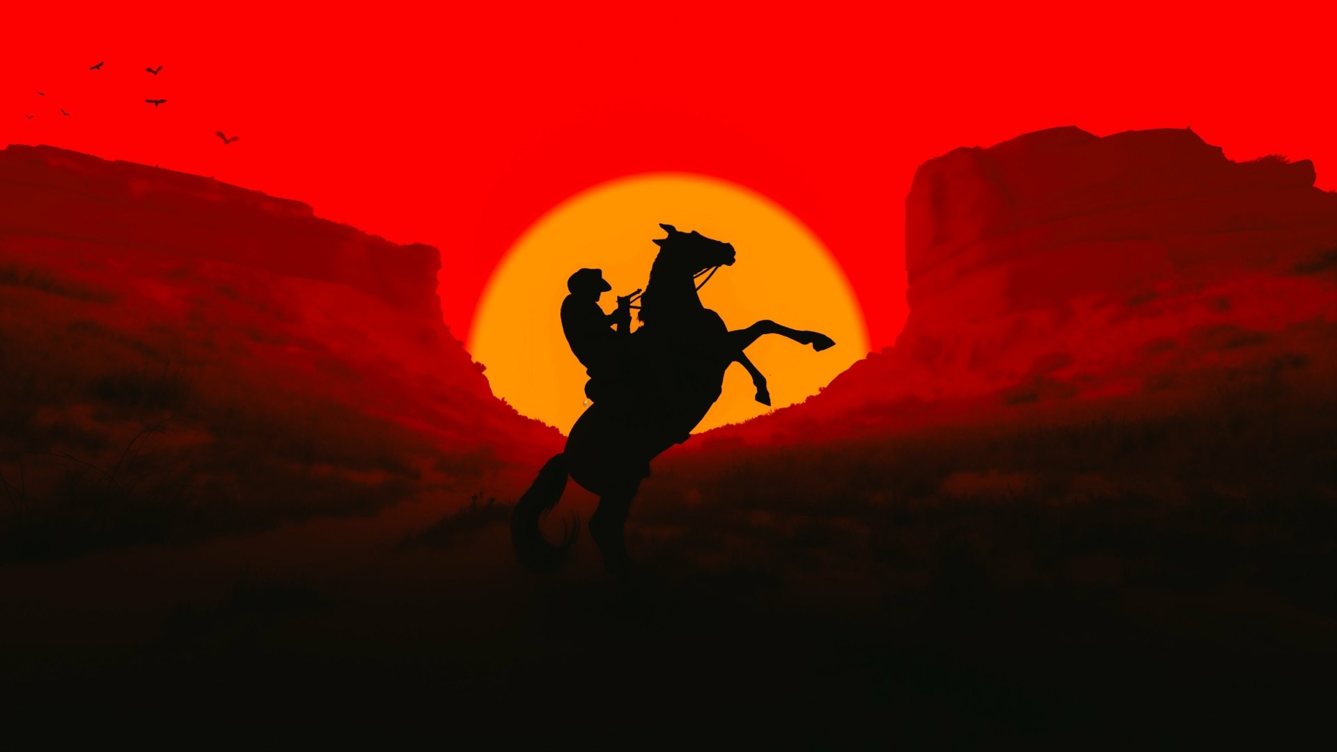 Red Dead Redemption Sunset Silhouette Western Cowboy HD Wallpaper red-dead-redemption-sunset-silhouette-western-cowboy-hd-wallpaper