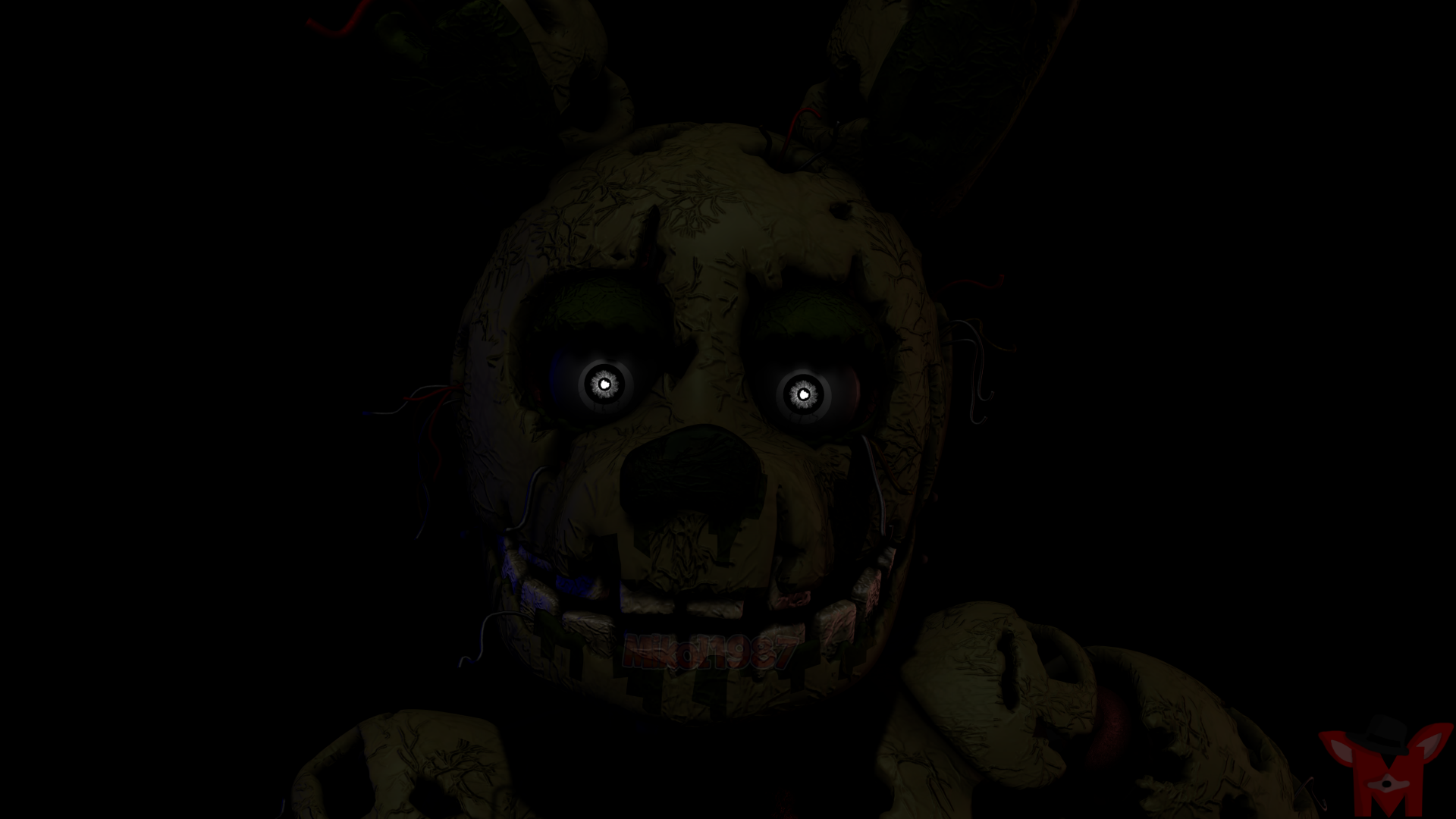 A dark, eerie animatronic character from Five Nights at Freddy's 3 featured in a 4K Ultra HD PC desktop wallpaper and background.