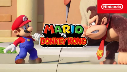 HD wallpaper featuring Mario vs. Donkey Kong video game characters for desktop background.