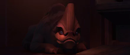 HD desktop wallpaper featuring a character from Star Wars: The Bad Batch TV Show peeking over a ledge with a cautious expression.