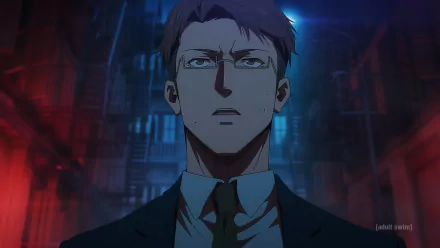 HD desktop wallpaper featuring a character from the anime Ninja Kamui, with a moody nighttime cityscape background.