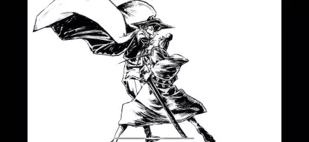 Anime-style HD desktop wallpaper featuring a character from Monsters: 103 Mercies Dragon Damnation, depicted in dynamic black and white ink illustration.