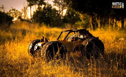 HD Playerunknown's Battlegrounds desktop wallpaper featuring a buggy in a golden field with game logo.