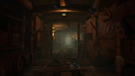 HD wallpaper of 'The Pirate Queen: A Forgotten Legend' video game featuring an atmospheric pirate ship interior.