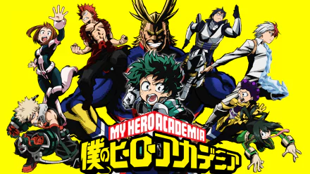 My Hero Academia desktop wallpaper featuring a vibrant and action-packed design.