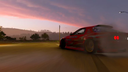 Red RX7 Fc drifting on a beautiful sunset