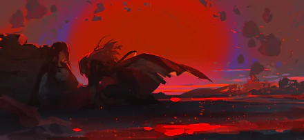 4K Ultra HD wallpaper featuring Kafka and Stelle from Honkai: Star Rail with a dramatic red and black color scheme.