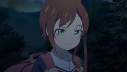 Anime character with green eyes on a journey in Train to the End of the World themed HD desktop wallpaper.