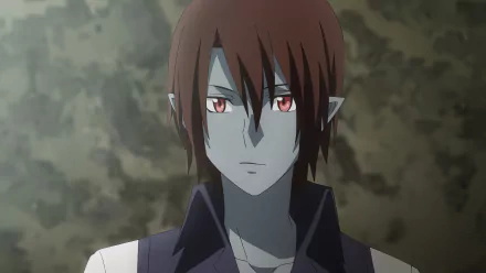 Anime character from Re:Monster with red eyes and elf-like ears, featured in a HD desktop wallpaper with a muted background.