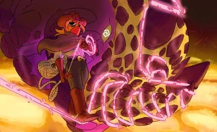 HD desktop wallpaper featuring Inkbound video game character with magical elements and vibrant colors.