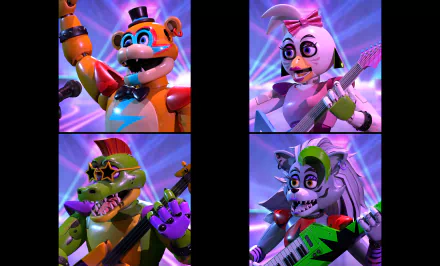Glamrock Freddy (Five Nights at Freddy's) Roxanne Wolf (Five Nights at Freddy's) video game Five Nights at Freddy's: Security Breach Five Nights at Freddy's HD Desktop Wallpaper | Background Image
