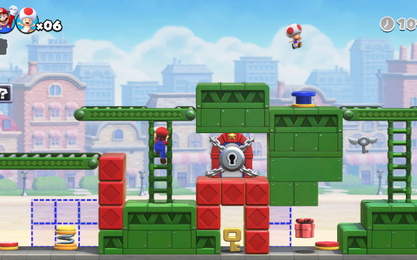 HD wallpaper of Mario vs. Donkey Kong video game level with vibrant graphics suitable for desktop background.