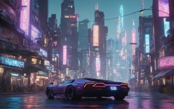  Cyberpunk streets - futuristic car