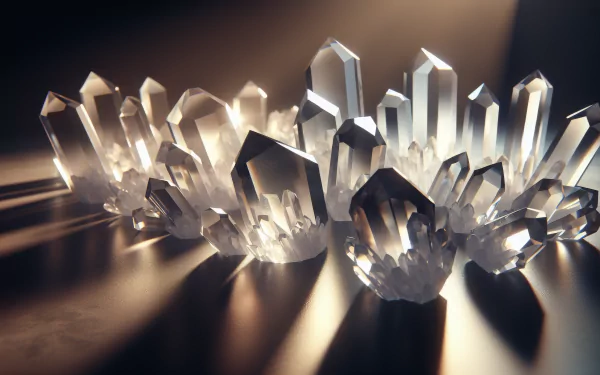 HD wallpaper featuring a cluster of radiant quartz crystals with dramatic lighting.