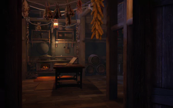 HD wallpaper of The Pirate Queen: A Forgotten Legend game depicting an atmospheric pirate cabin interior scene.