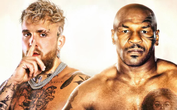 HD desktop wallpaper featuring two notable boxing figures in a face-off pose for a sports theme background.
